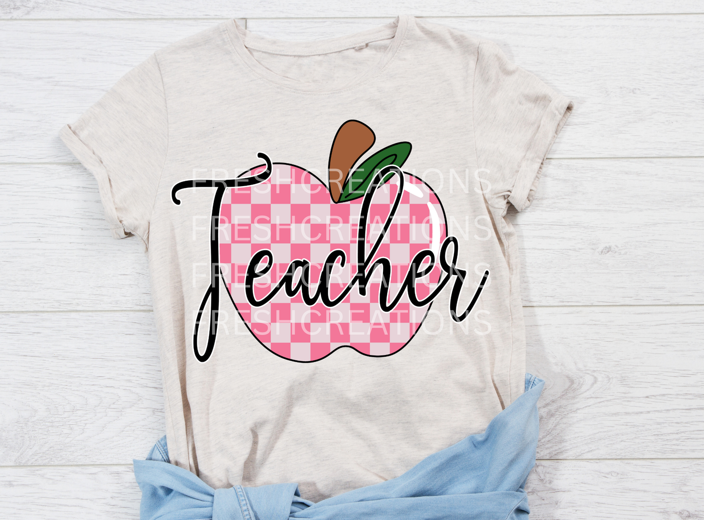 PINK CHECKERED TEACHER APPLE
