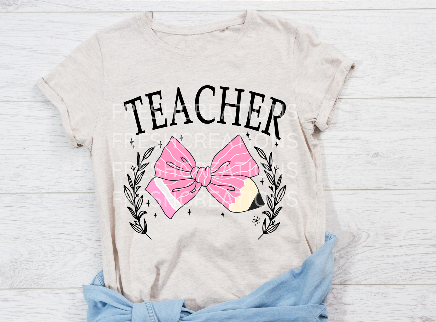 PINK PENCIL TEACHER DTF TRANSFER