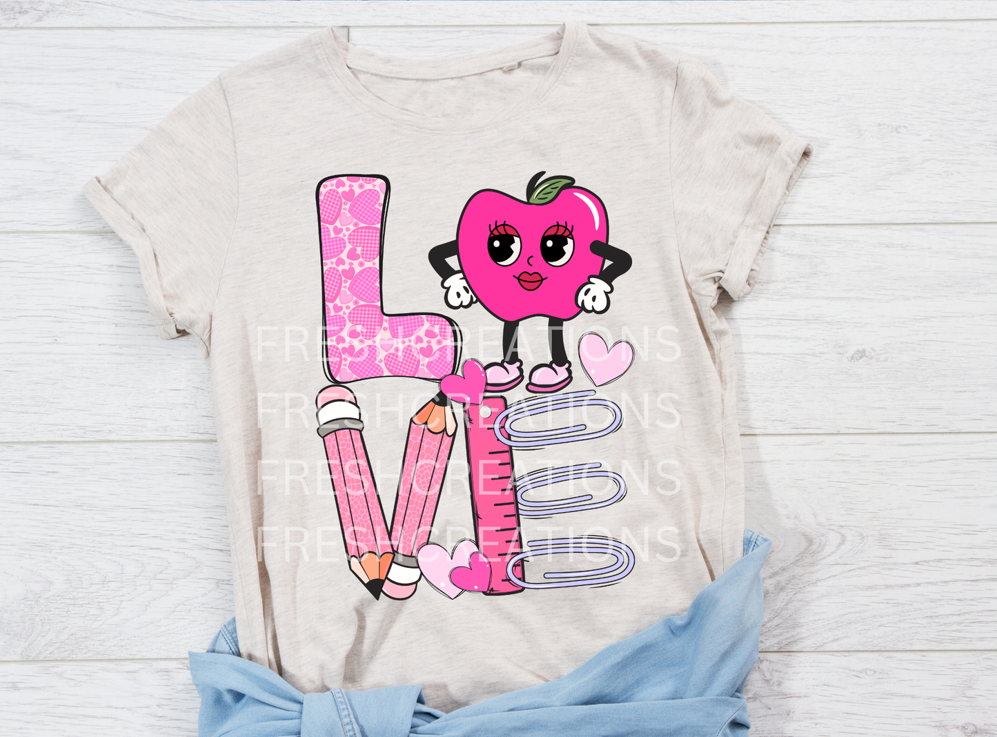 LOVE TEACHER IN PINK DTF TRANSFER