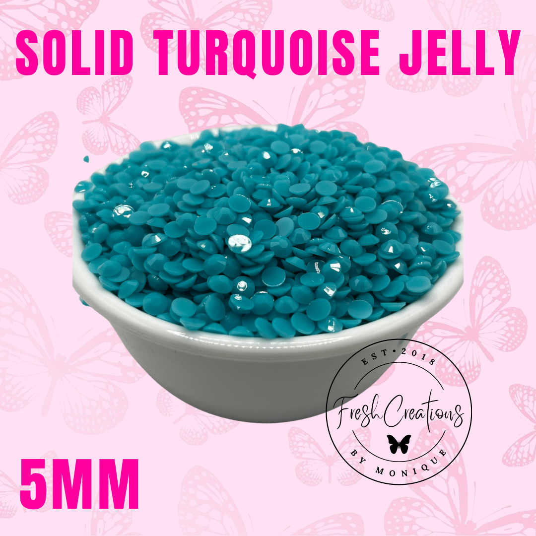 SOLID TURQUOISE JELLY 5MM RHINESTONES