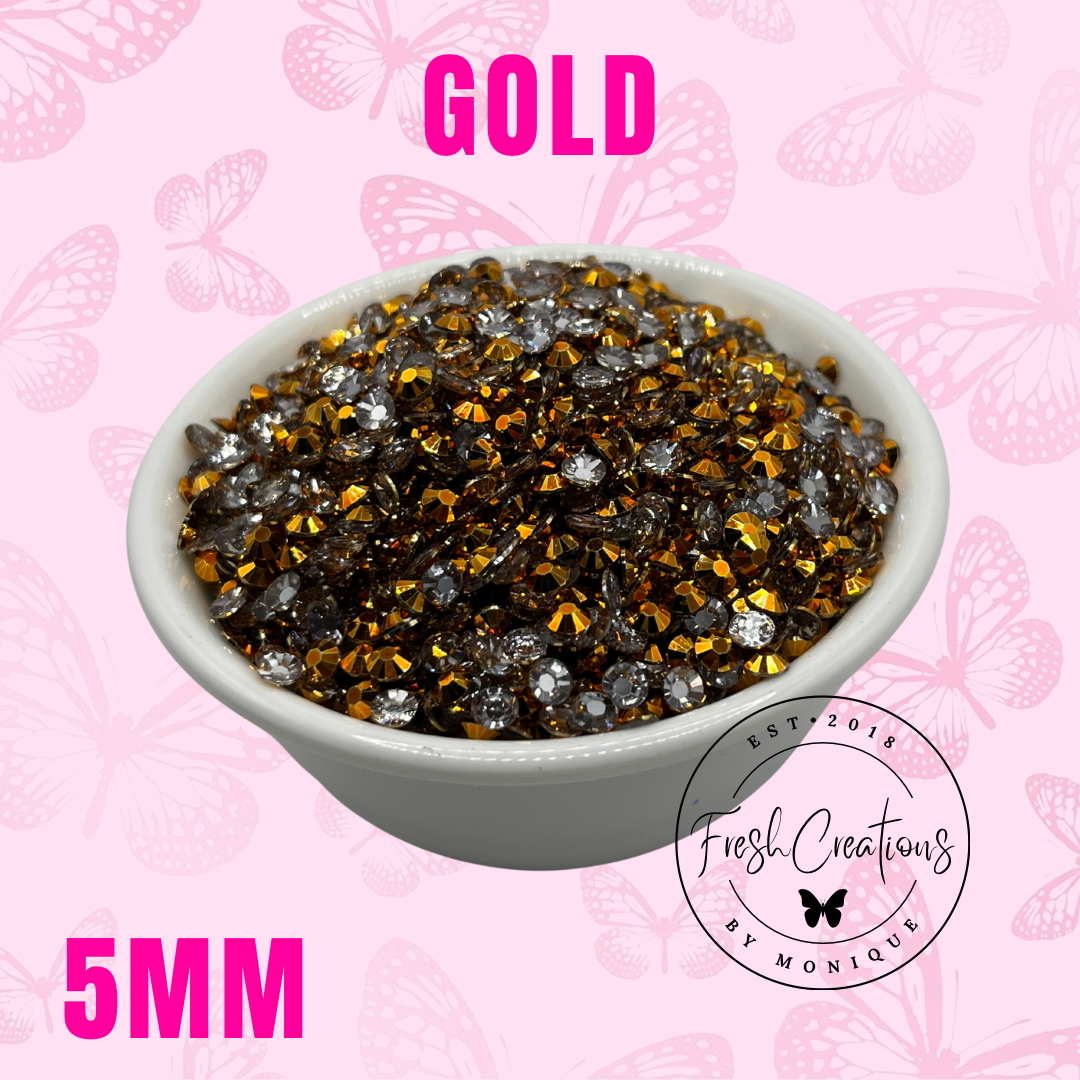 GOLD 5MM RHINESTONES