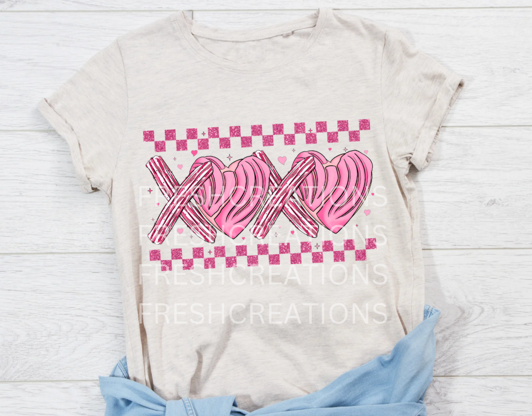 XOXO PINK CONCHA CHECKERED DTF TRANSFER