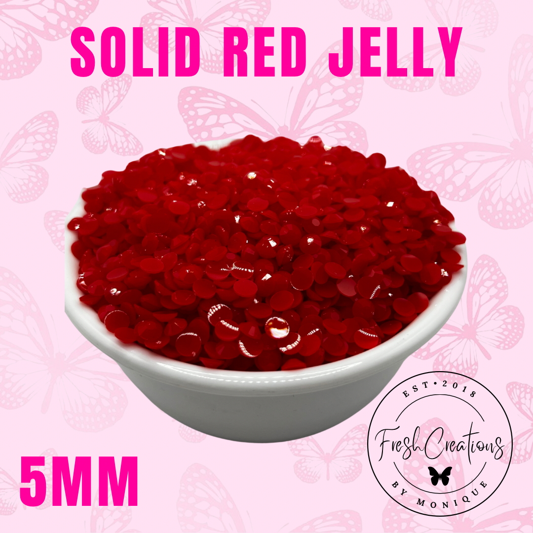 SOLID RED JELLY 5MM RHINESTONES