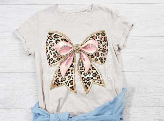 CHEETAH WITH PINK BOW DTF TRANSFER