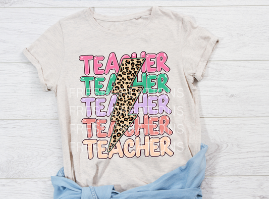 COLORFUL TEACHER CHEETAH BOLT DTF TRANSFER