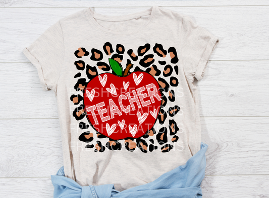 RED APPLE CHEETAH DTF TRANSFER