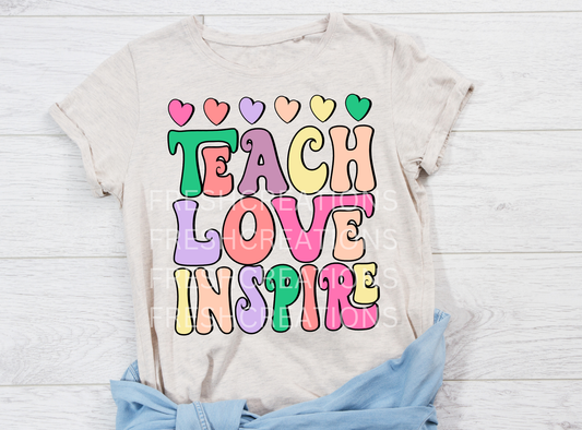 TEACH LOVE HEART DTF TRANSFER
