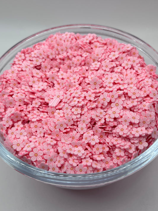 PINK FLOWERS POLYMER CLAY SLICES