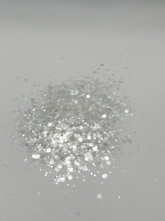 WHITE TRANSPARENT HOLOGRAPHIC CHUNKY MIX
