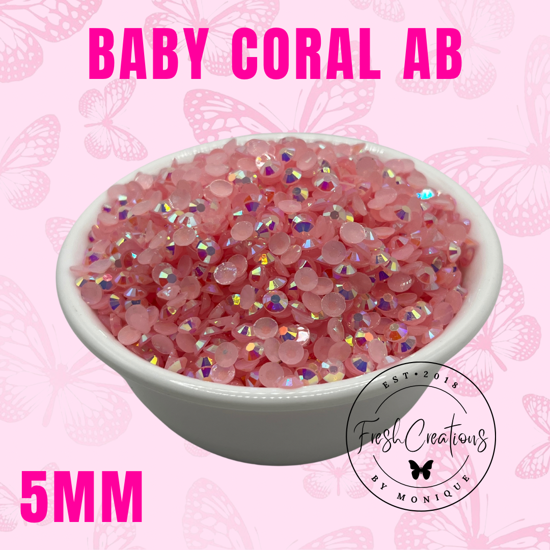 BABY CORAL AB 5MM RHINESTONES