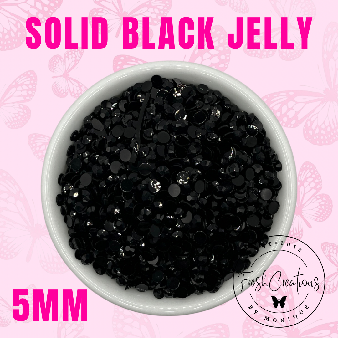 SOLID BLACK 5MM RHINESTONES