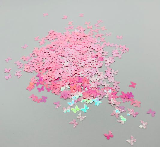 PINK BUTTERFLY SHAPE GLITTER
