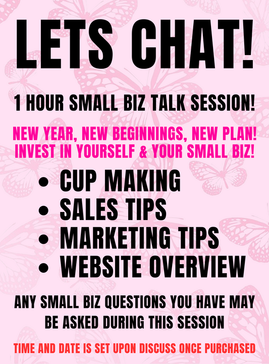 1 HOUR SMALL BIZ TALK SESSION *NO ITEM BEING SHIPPED